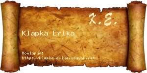 Klapka Erika névjegykártya